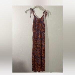 Lisa & Lucy orange and blue tiered tank top maxi dress